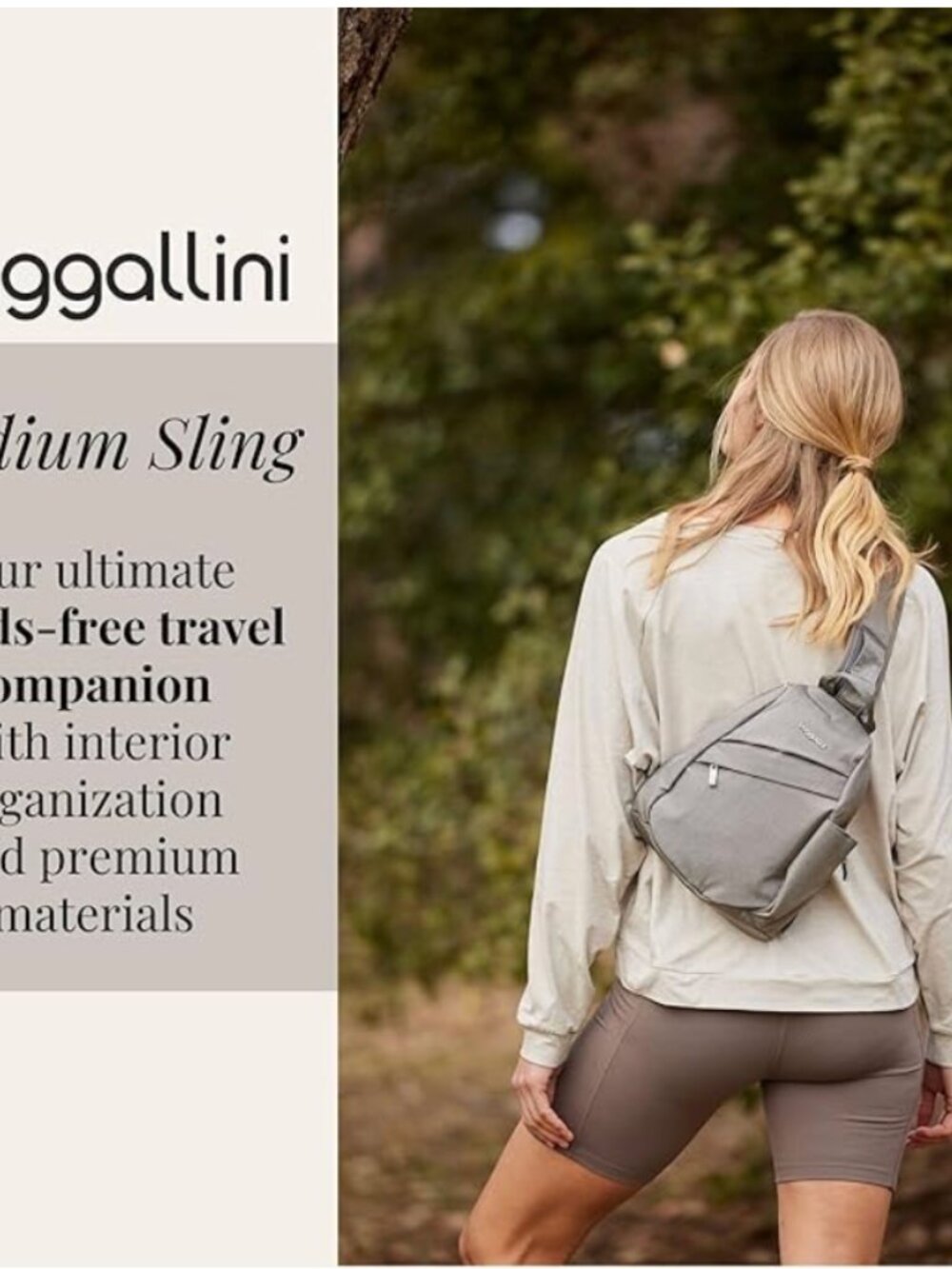 Baggallini Medium Sling Backpack - 9"x11" Lightweight Sling Bag with Convertible - Picture 4 of 11